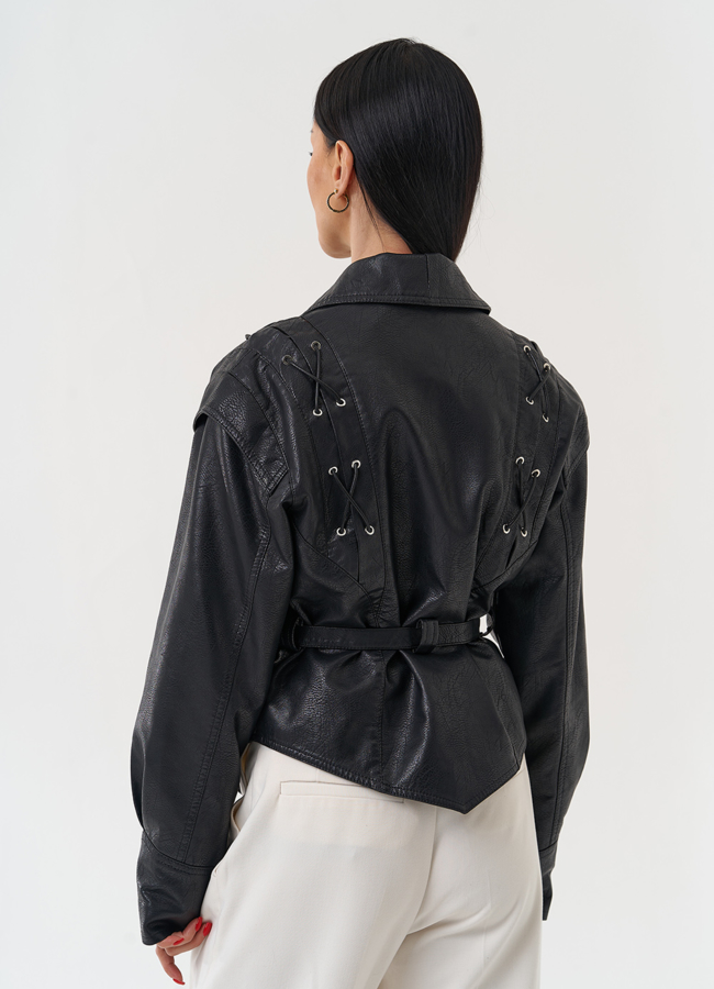 Куртка женская из эко кожи в стиле ретро модель № 30450 в рассрочку