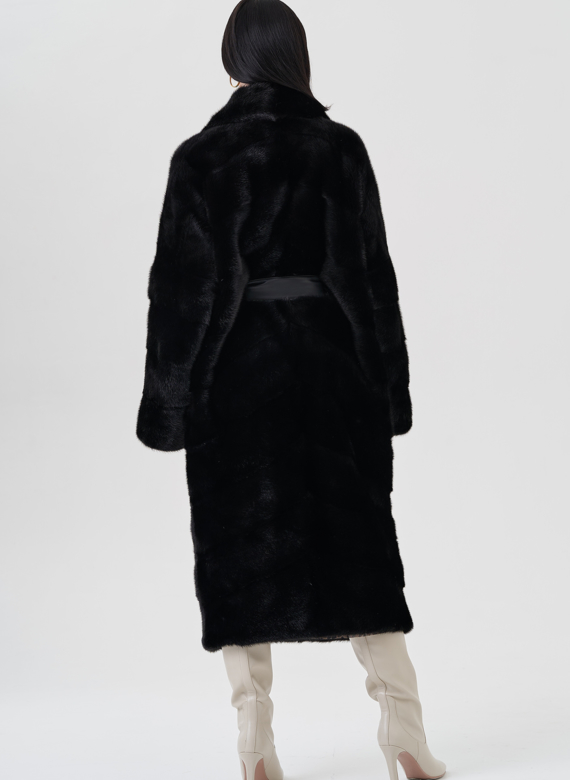 Норковая шуба с английским воротником 