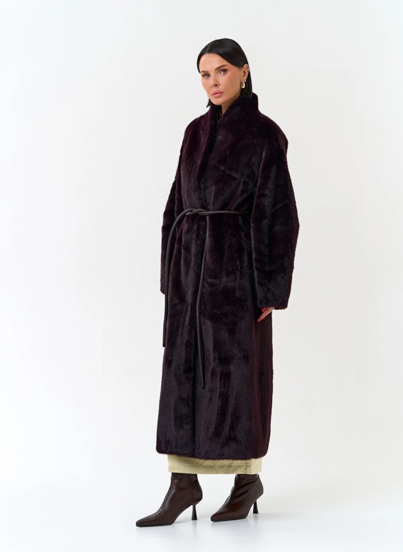 Длинная шуба из эко меха фото