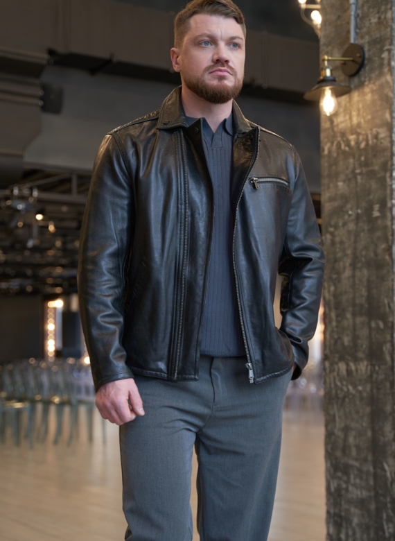 Мужская кожаная куртка "косуха" 