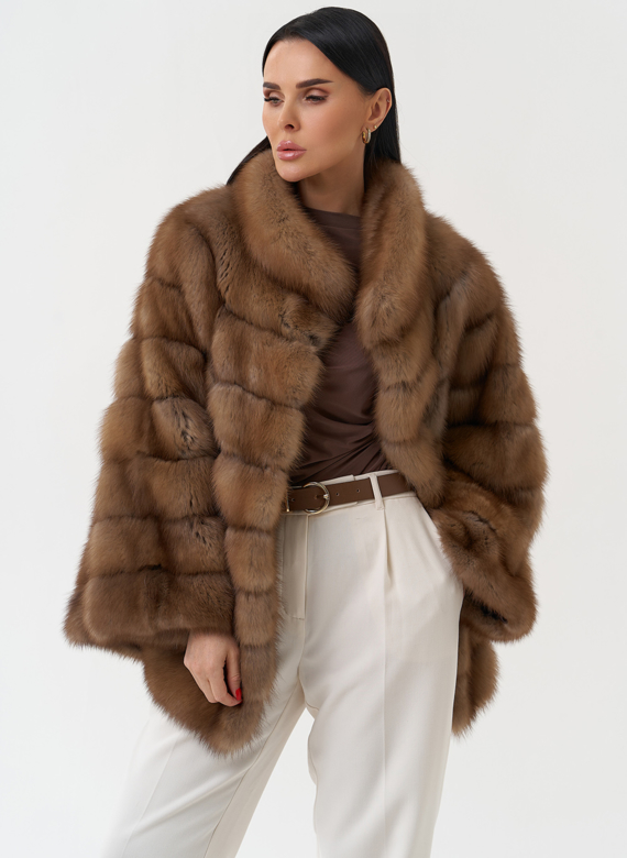 Шуба из куницы с воротником стойка