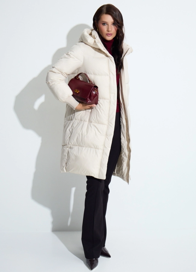 Женский пуховик с капюшоном модель № 33740 универмаг малина фото