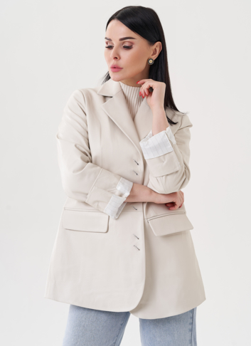 Женский пиджак из натуральной кожи 