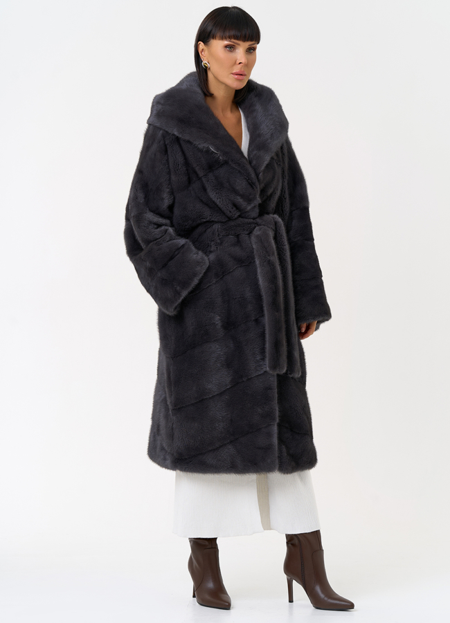 Женская шуба из меха норки с капюшоном модель № 31382 универмаг малина