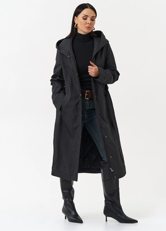 Пальто женское утепленное с эффектом жатой ткани модель № 30028 универмаг малина