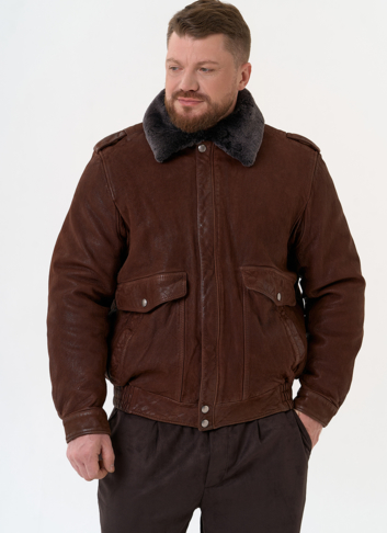 Куртка пилот из натуральной кожи с отделкой из овчины