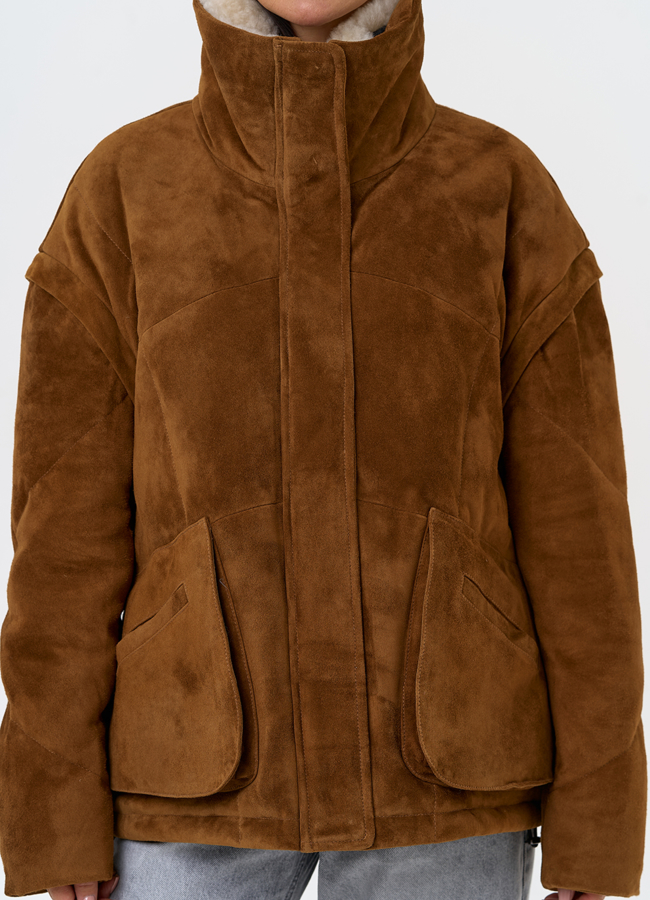 Пуховик - трансформер из натуральной замши модель № 31372 в рассрочку