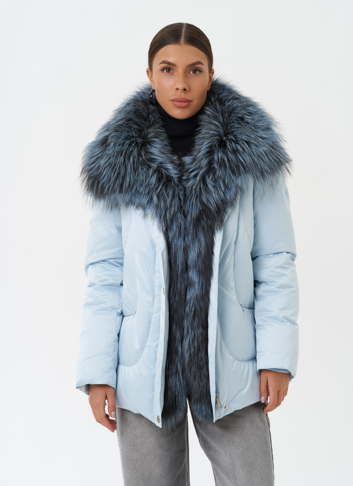 Пуховик с мехом чернобурки