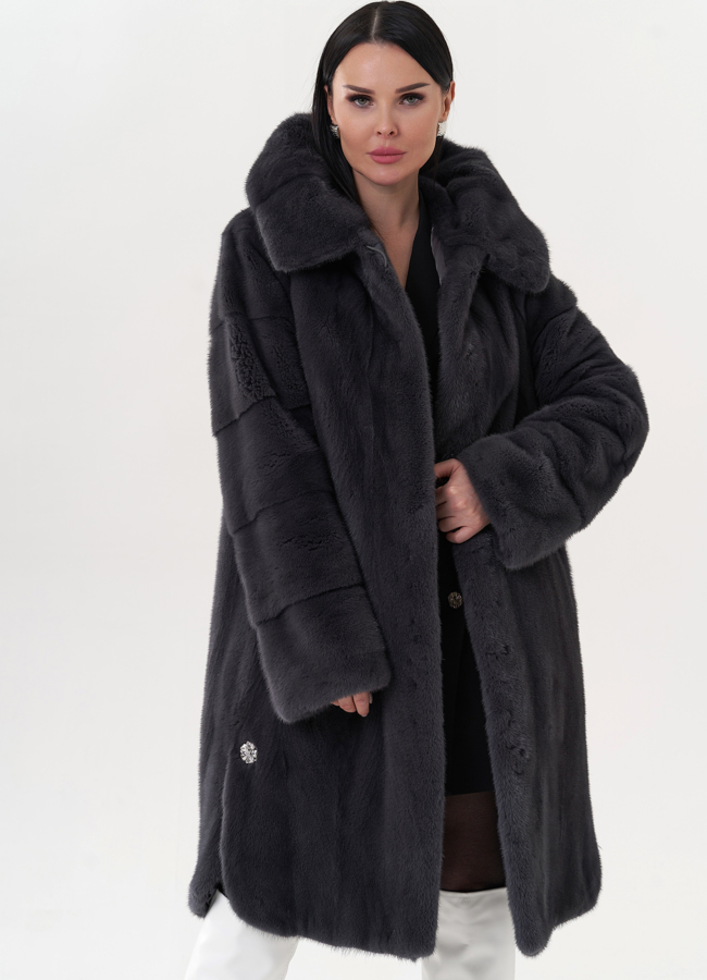 Шуба из норки в цвете графит модель № 24812 универмаг малина