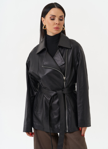 Куртка из натуральной кожи с поясом