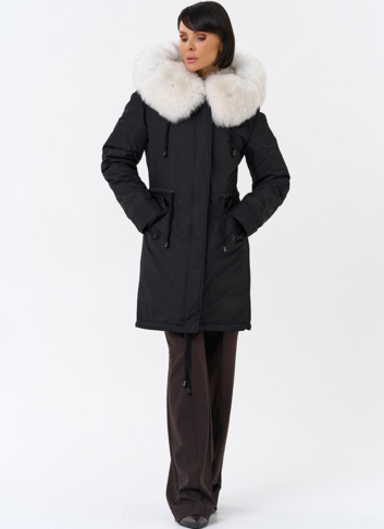 Женская парка с капюшоном из меха песца