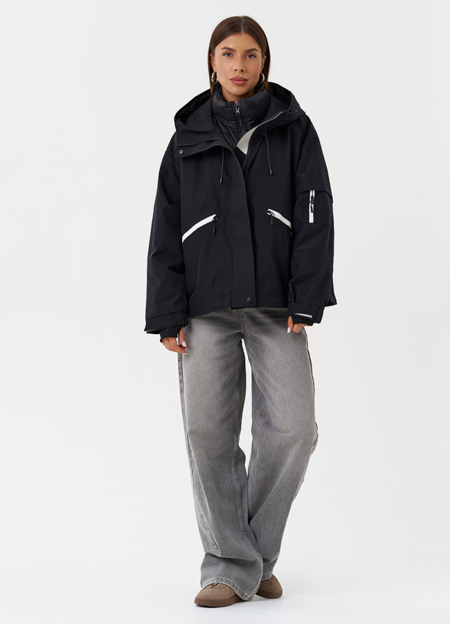 Двойная куртка с капюшоном модель № 28815 в кредит