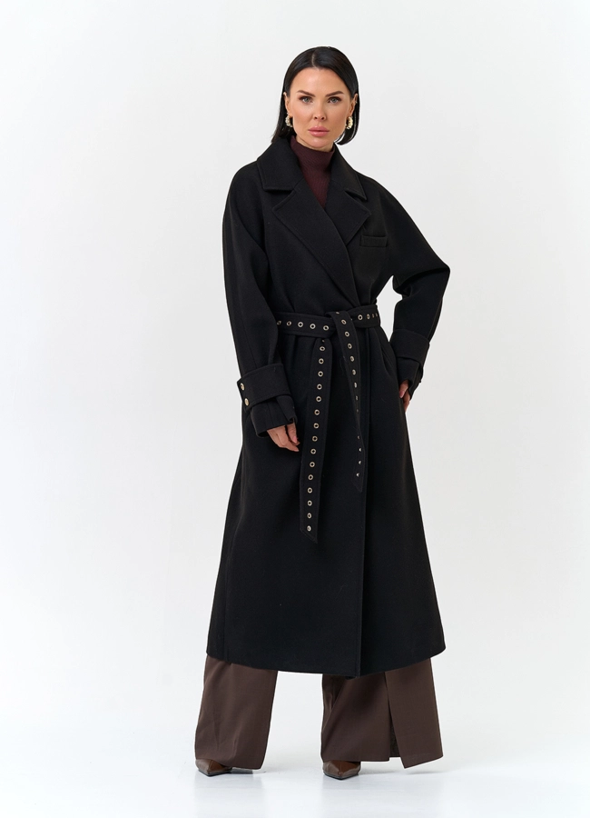 Женское пальто с акцентным поясом модель № 32808 в кредит