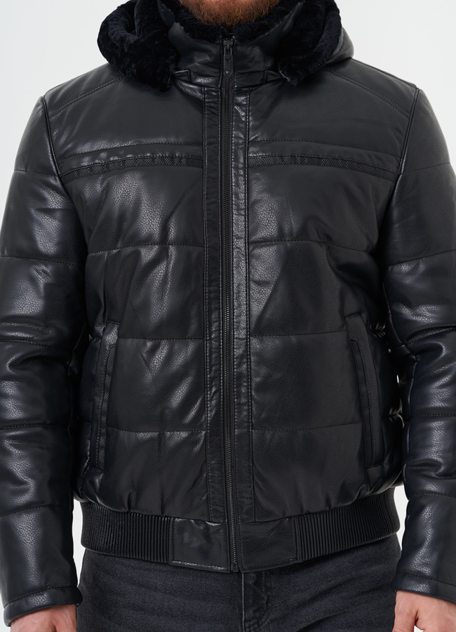 Утепленная куртка из эко кожи модель № 27740 универмаг малина