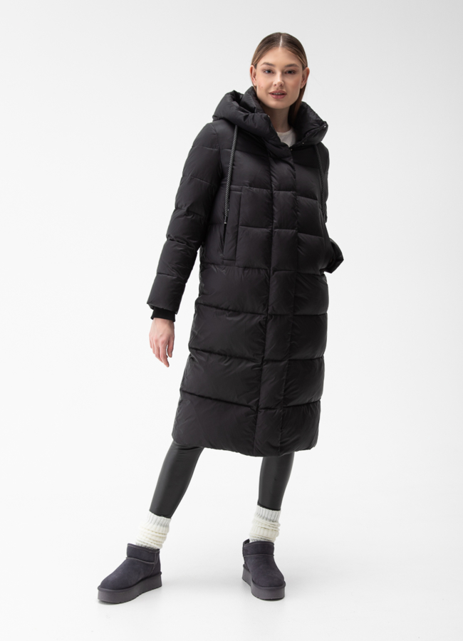 Пуховик женский с капюшоном  модель № 28009 меха малина