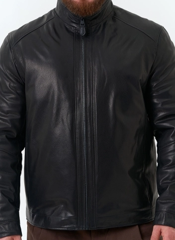 Мужская утепленная куртка из натуральной кожи фото