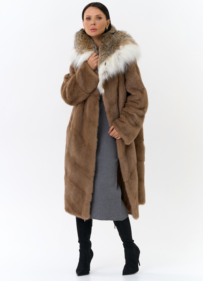 Норковая шуба с рысью модель № 25469 универмаг малина